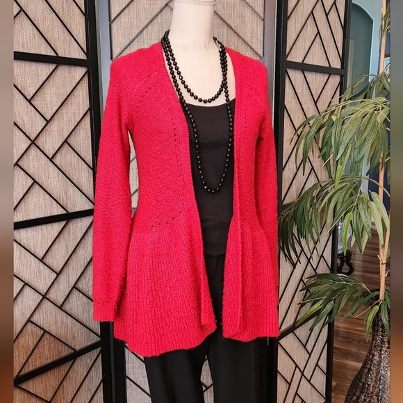 Elle Vibrant Red Cardigan Sweater - Picture 1 of 4